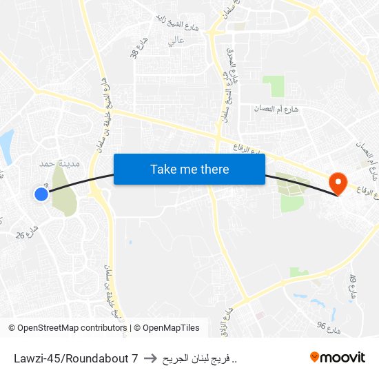 Lawzi-45/Roundabout 7 to فريج لبنان الجريح .. map