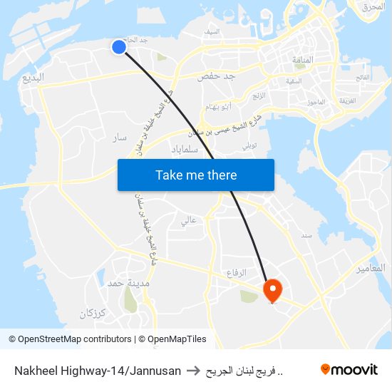Nakheel Highway-14/Jannusan to فريج لبنان الجريح .. map