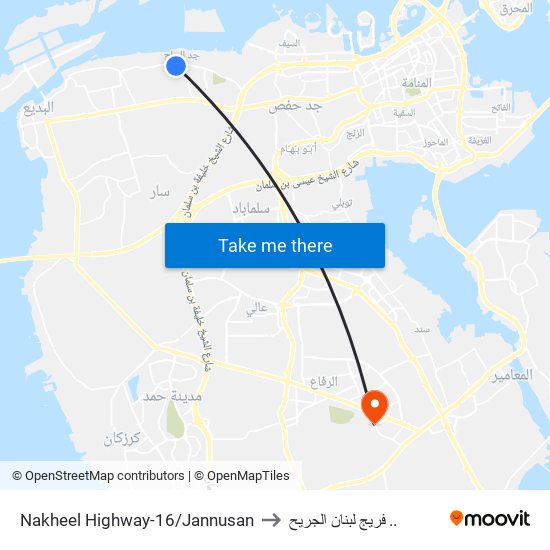 Nakheel Highway-16/Jannusan to فريج لبنان الجريح .. map