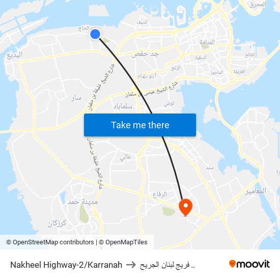 Nakheel Highway-2/Karranah to فريج لبنان الجريح .. map