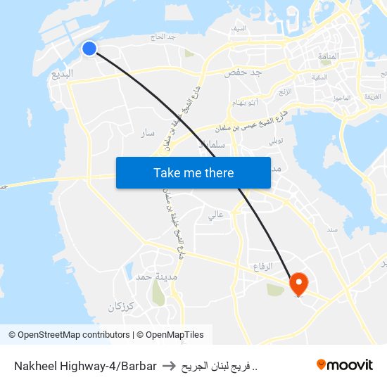 Nakheel Highway-4/Barbar to فريج لبنان الجريح .. map