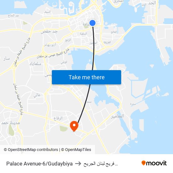 Palace Avenue-6/Gudaybiya to فريج لبنان الجريح .. map