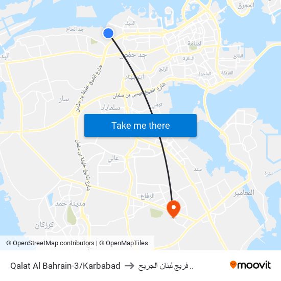 Qalat Al Bahrain-3/Karbabad to فريج لبنان الجريح .. map
