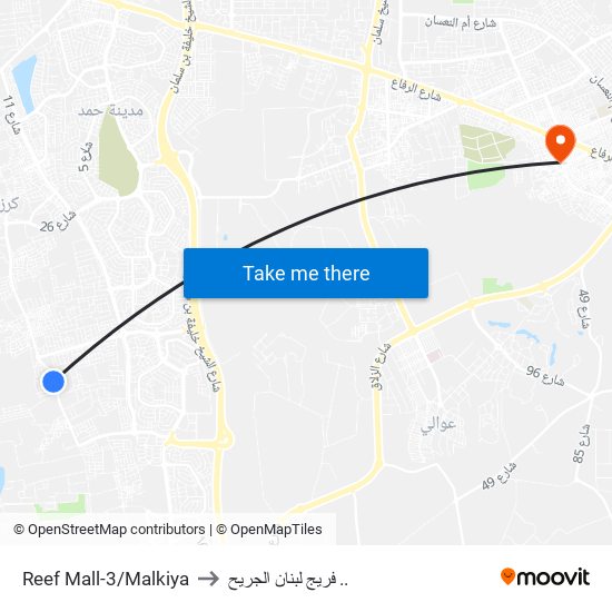Reef Mall-3/Malkiya to فريج لبنان الجريح .. map