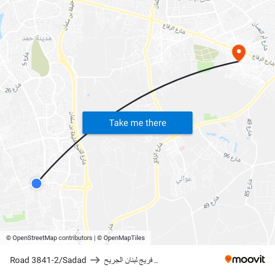 Road 3841-2/Sadad to فريج لبنان الجريح .. map