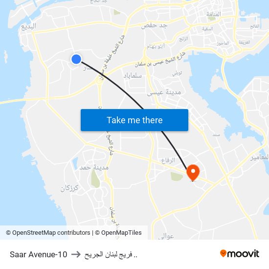 Saar Avenue-10 to فريج لبنان الجريح .. map