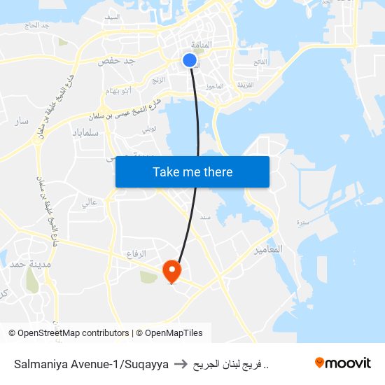 Salmaniya Avenue-1/Suqayya to فريج لبنان الجريح .. map