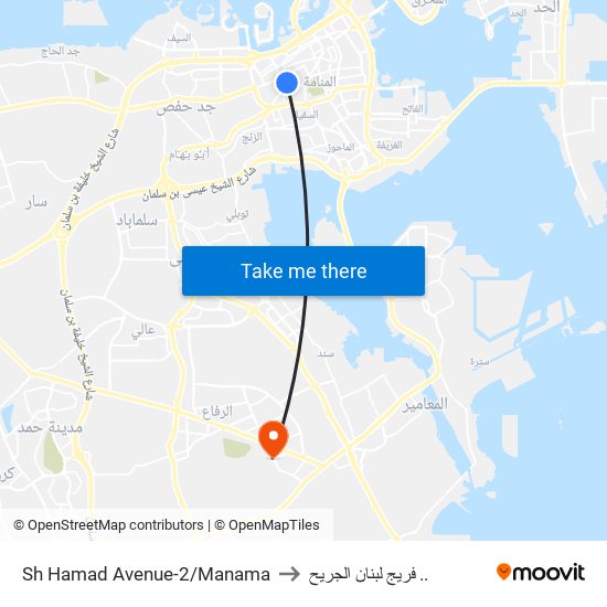 Sh Hamad Avenue-2/Manama to فريج لبنان الجريح .. map