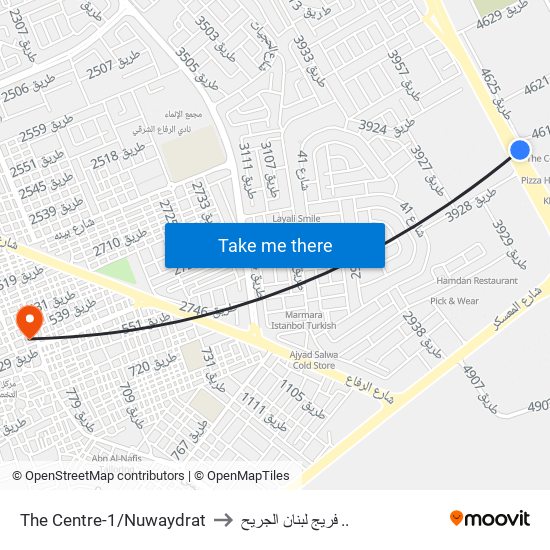 The Centre-1/Nuwaydrat to فريج لبنان الجريح .. map