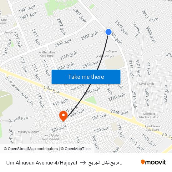 Um Alnasan Avenue-4/Hajeyat to فريج لبنان الجريح .. map