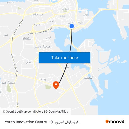 Youth Innovation Centre to فريج لبنان الجريح .. map