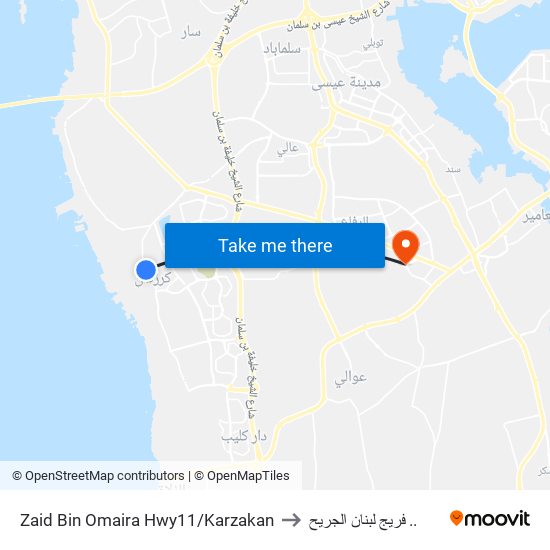 Zaid Bin Omaira Hwy11/Karzakan to فريج لبنان الجريح .. map