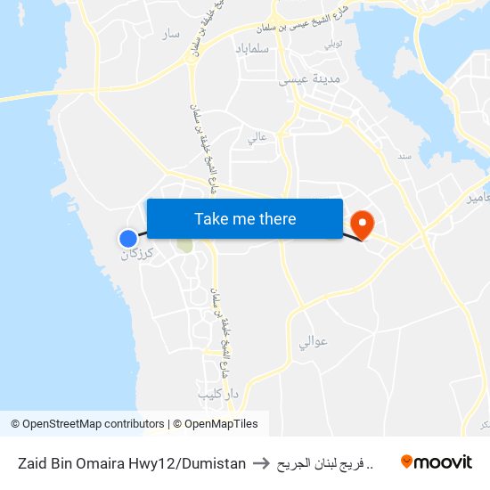 Zaid Bin Omaira Hwy12/Dumistan to فريج لبنان الجريح .. map