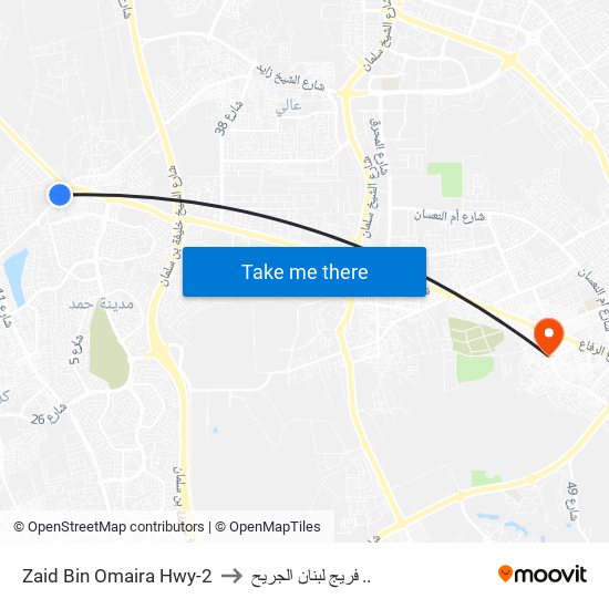 Zaid Bin Omaira Hwy-2 to فريج لبنان الجريح .. map