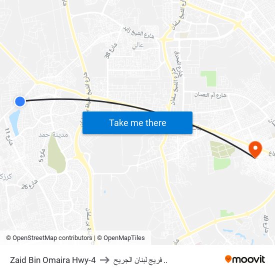 Zaid Bin Omaira Hwy-4 to فريج لبنان الجريح .. map