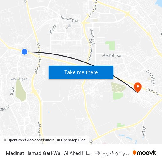 Madinat Hamad Gati-Wali Al Ahed Highway-2 to فريج لبنان الجريح .. map