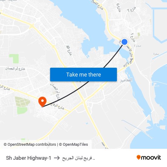 Sh Jaber Highway-1 to فريج لبنان الجريح .. map