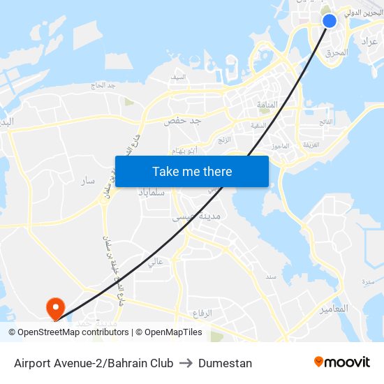 Airport Avenue-2/Bahrain Club to Dumestan map