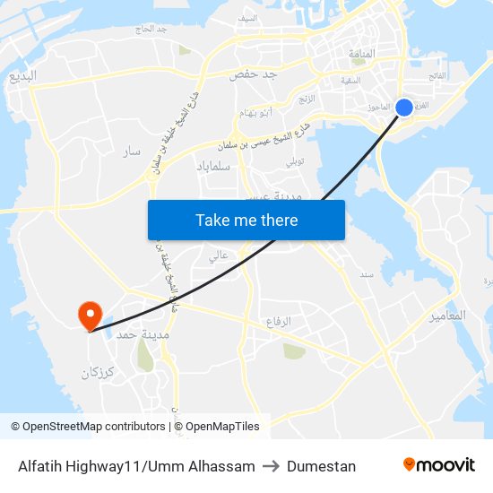 Alfatih Highway11/Umm Alhassam to Dumestan map