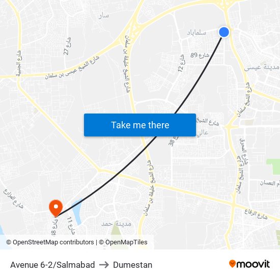 Avenue 6-2/Salmabad to Dumestan map