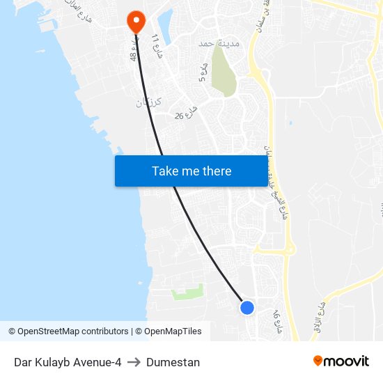 Dar Kulayb Avenue-4 to Dumestan map