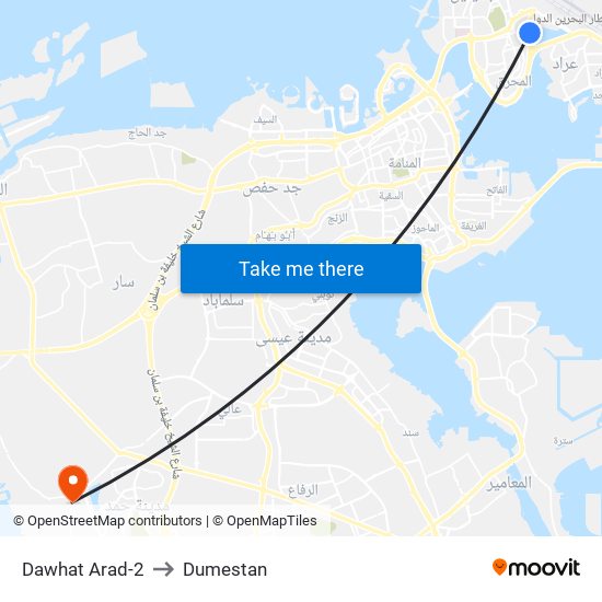 Dawhat Arad-2 to Dumestan map