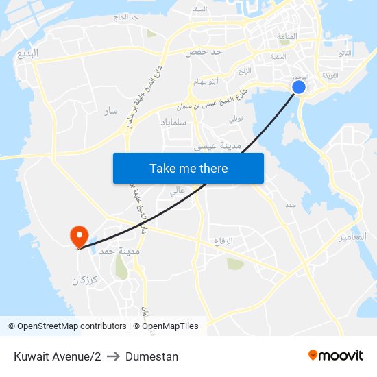 Kuwait Avenue/2 to Dumestan map