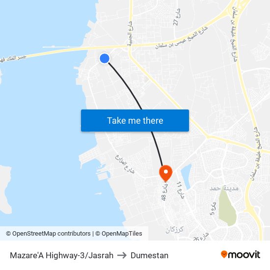 Mazare'A Highway-3/Jasrah to Dumestan map