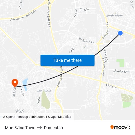 Moe-3/Isa Town to Dumestan map