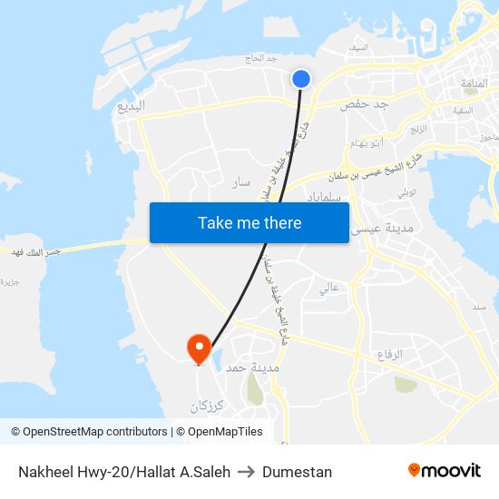 Nakheel Hwy-20/Hallat A.Saleh to Dumestan map