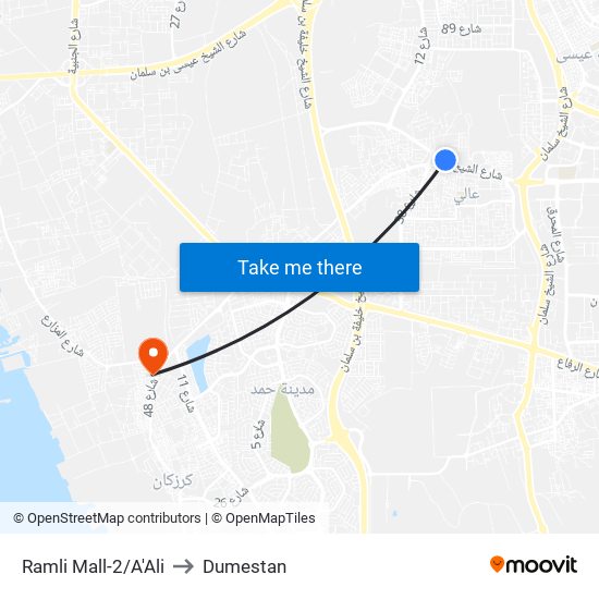 Ramli Mall-2/A'Ali to Dumestan map