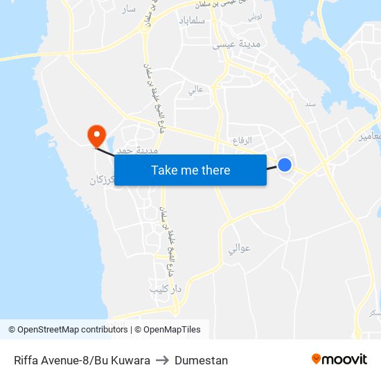 Riffa Avenue-8/Bu Kuwara to Dumestan map