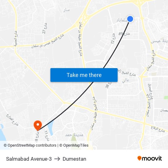 Salmabad Avenue-3 to Dumestan map