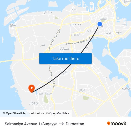 Salmaniya Avenue-1/Suqayya to Dumestan map