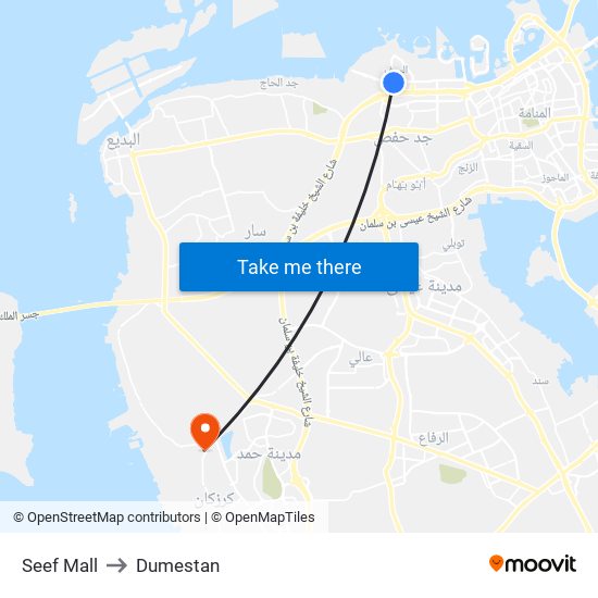 Seef Mall to Dumestan map