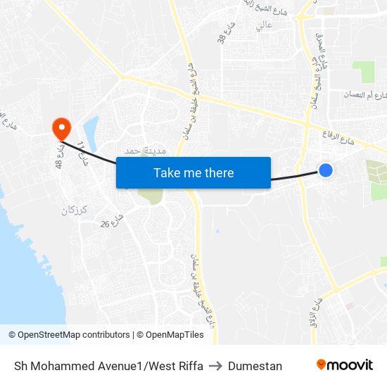 Sh Mohammed Avenue1/West Riffa to Dumestan map