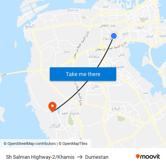 Sh Salman Highway-2/Khamis to Dumestan map