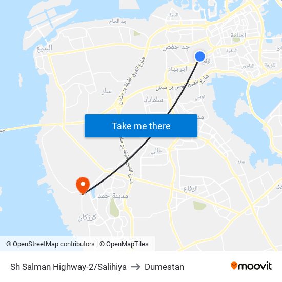 Sh Salman Highway-2/Salihiya to Dumestan map