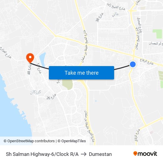 Sh Salman Highway-6/Clock R/A to Dumestan map
