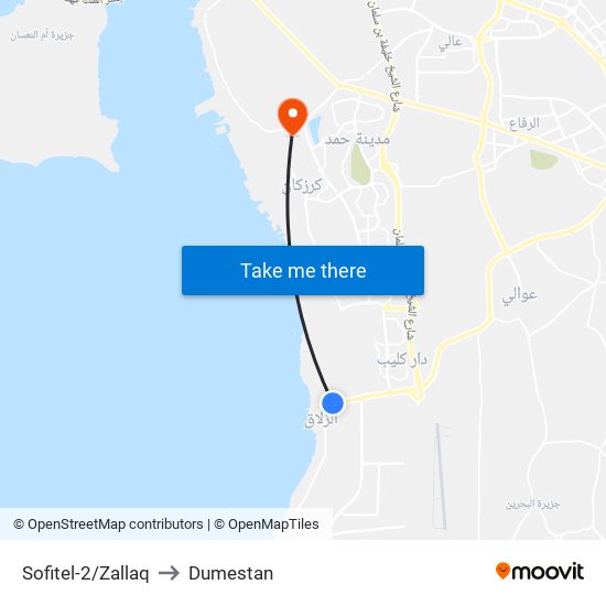 Sofitel-2/Zallaq to Dumestan map