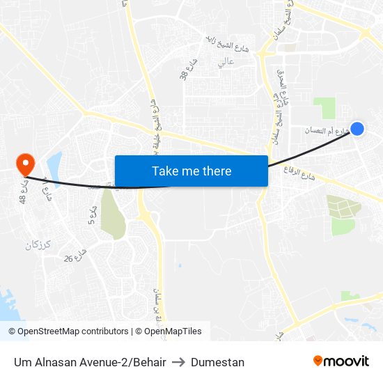 Um Alnasan Avenue-2/Behair to Dumestan map