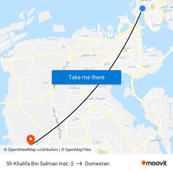 Sh Khalifa Bin Salman Inst.-2 to Dumestan map