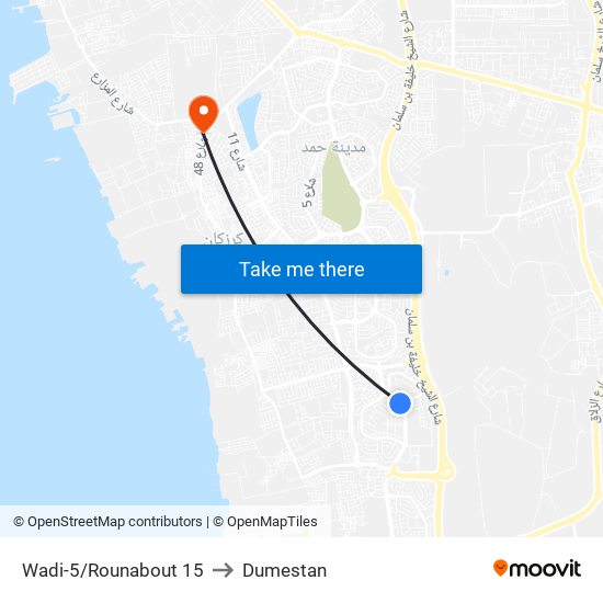 Wadi-5/Rounabout 15 to Dumestan map