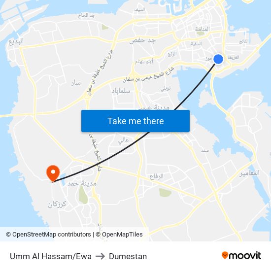 Umm Al Hassam/Ewa to Dumestan map