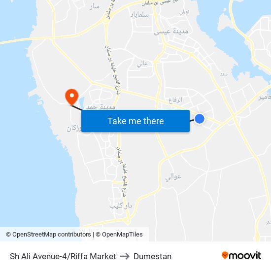 Sh Ali Avenue-4/Riffa Market to Dumestan map