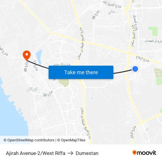 Ajirah Avenue-2/West Riffa to Dumestan map