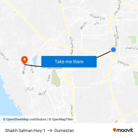 Shaikh Salman Hwy-1 to Dumestan map