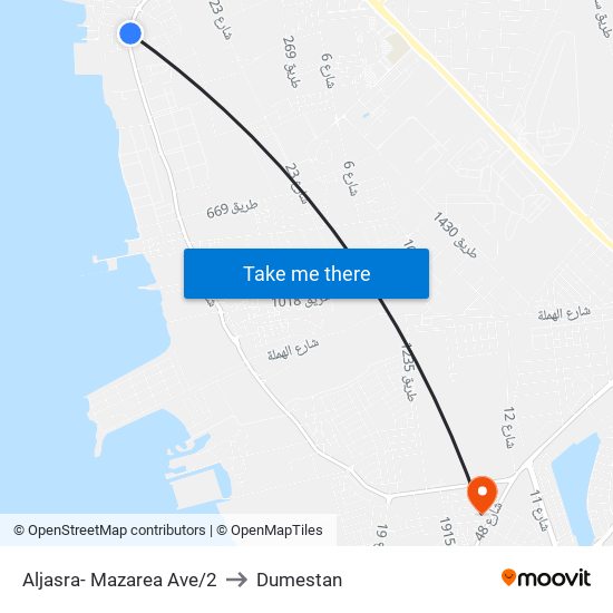 Aljasra- Mazarea Ave/2 to Dumestan map