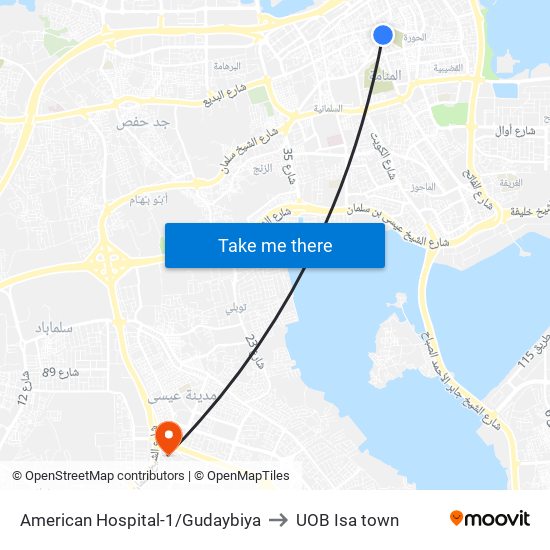 American Hospital-1/Gudaybiya to UOB Isa town map