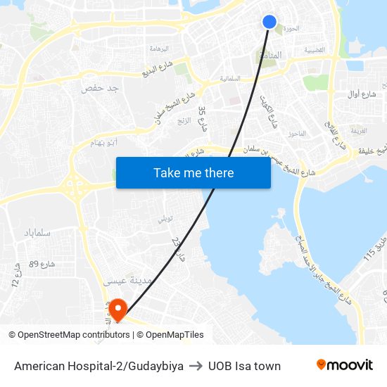 American Hospital-2/Gudaybiya to UOB Isa town map